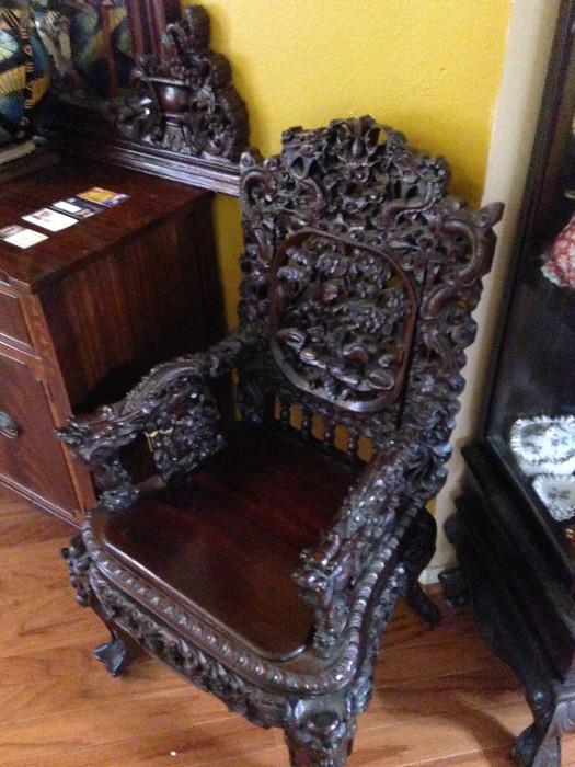 carved Chinese dragon chairs