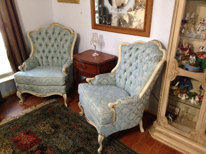pair French style chairs