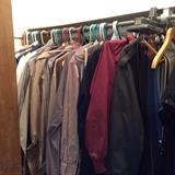 Selection of Wind Breakers, shirts, sweaters and belts.