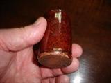 Pa. redware Spirit glass. Manganese spattered and in excellent condition. Think "shot glass"