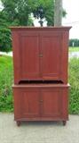 19th century red stained poplar Step Back Great original condition. Original feet.