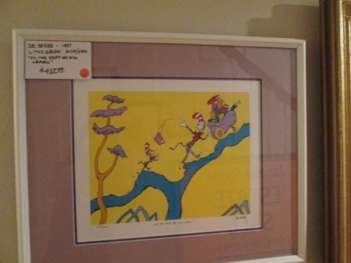 Dr. Seuss signed and number pair of lithographs