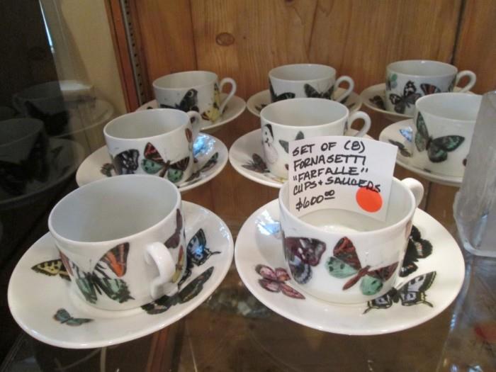 Fornacetti Farfalle cups & saucers