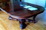 Grand english mahogany dining table, expands to 14 feet