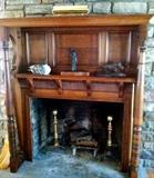 Unique mahogany fireplace surround and mantle, 63x 17 x 72
