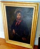 Antoine Barone, Boy with Sword, Oil on Canvas, gilt frame