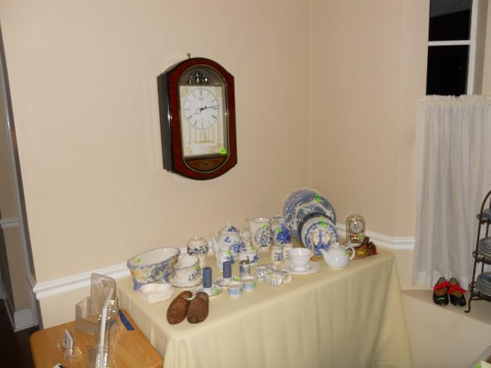china and glassware and wall clock