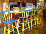 Four handpainted counter stools