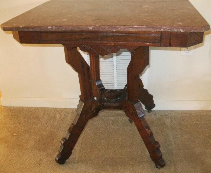Victorian Marble Top Parlor Table - 28" x 30" x 22" - needs some support