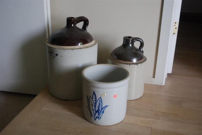 Antique jugs and crock