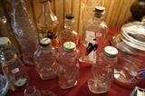 Grapette glass banks , Lincoln glass bank, fish bottle