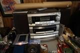 Combination radio, cassette player, CD player and turntable and 2 speakers