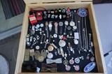Sterling, watches, old hotel tags, vintage bow ties, Tonka car, candy cigarette box, pocket knives