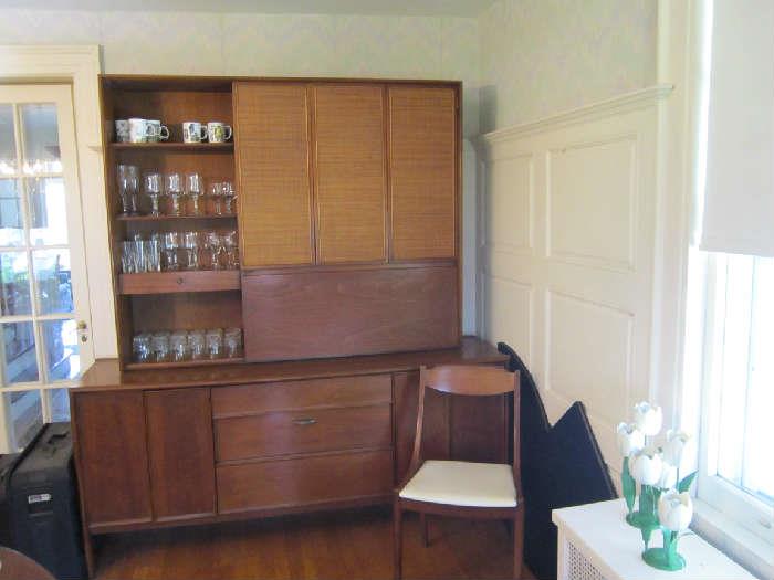 Mid-century modern credenza and china cabinet
