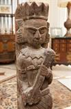 approximately 2' tall Persian carved wooden figurine