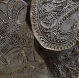Assortment of hand carved wooden fabric printing blocks