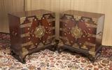 Pair of Ornately hinged Antique Korean chests