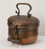 Locking lunch box? Antique copper pot