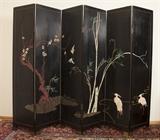 Large 6 panel Asian screen, painting on both sides