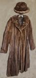 Mink coat, matching hat, Full length, made in Greece
