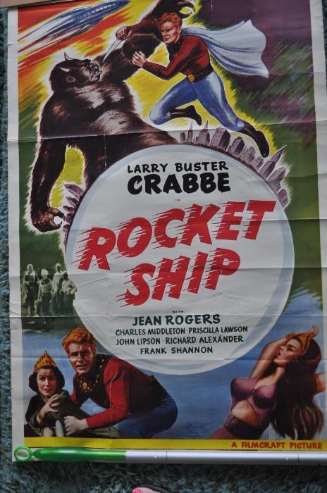 1950s Flash Gordon -- ROCKET SHIP -- movie poster.  Approximately 27" x 41"
