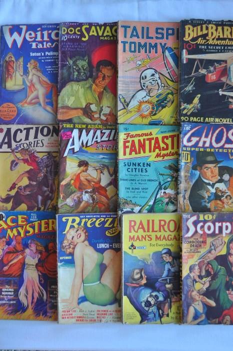 Pulp Fiction magazine novels 1930s, 1940s, 1950s.  Outstanding colors!