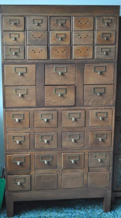 Amazing oak library card file drawer cabinet.  