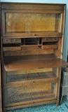 Oak barristers/lawyers stacking bookcases with a drop down desk!
