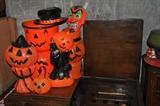 HALLOWEEN!!!  Sitting atop a vintage radio...