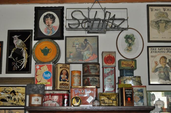 Good ol' Schlitz beer sign and more lovely tins!