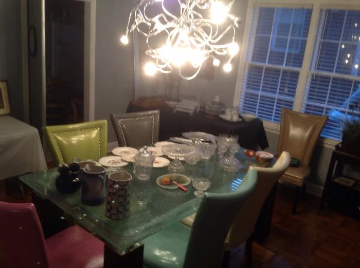 Fabulous Mid century Table and Chairs and Light Fixture