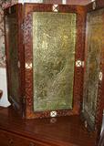 Beautiful hammered with inlaid mother of pearl fireplace screan