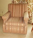 1950's upholstered side parlor chairs. Set of 2 in great condition. Vintage material.