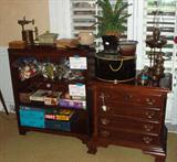 book shelf and small chest of drawers games and more