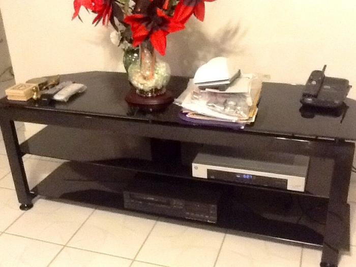 Black lacquer TV stand like new
