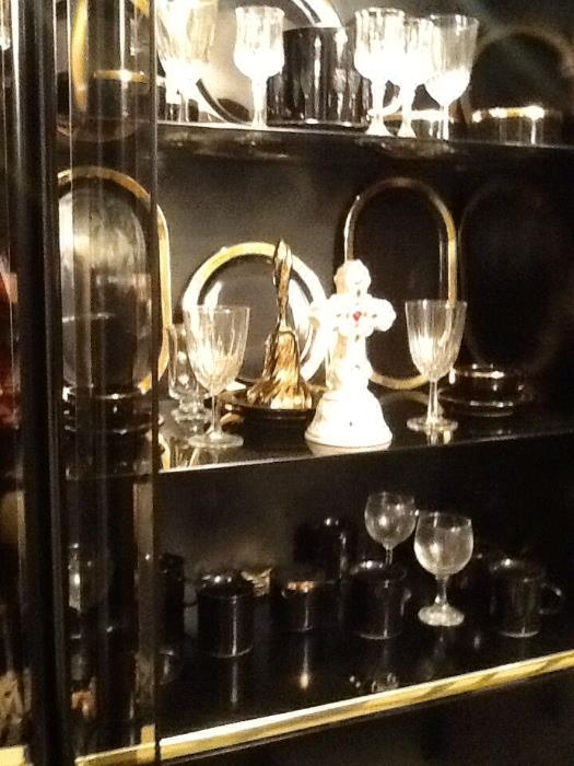Lane lighted black lacquer china cabinet with tons of storage
