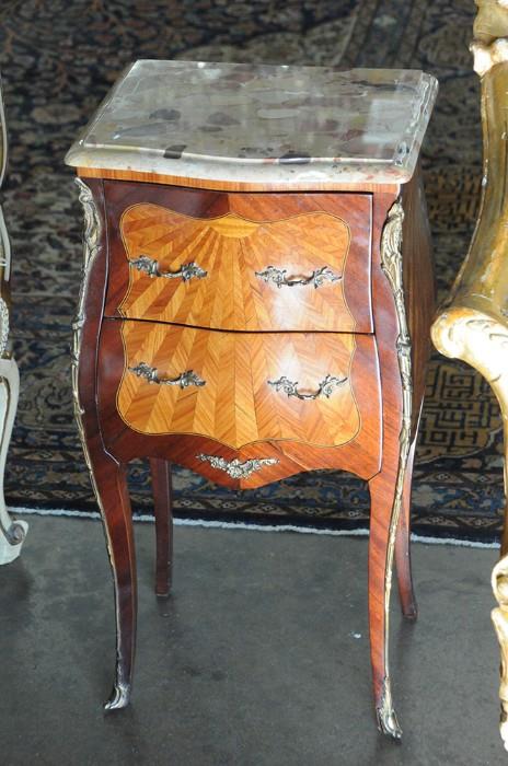 Marble top and inlaid petite commode