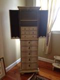 revolving jewelry and lingerie cabinet with full mirror