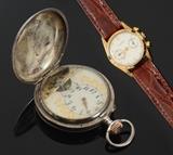 1106) Swiss Silver Monte Militaire Pocket Watch; 1105) 18K Tourneaue Ulysse Nardin Watch