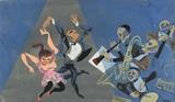 Lot 1178: GROPPER, William, (American, 1897-1977): Jazz Dancers, Gouache, Sight size 14 1/2'' x 25'', signed lower right, fine custom framing 24'' x 34 1/4''. From the Collection of the Artist's niece. Est. $3000/5000** 
