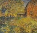 Lot 1240: MACK, Leal, (American, 1892-1962): ''Summer Gathering, Oil/Canvas, 30'' x 24'', signed lower right, custom silver gilt contemporary fine framing 36 1/4'' x 40''. Est. $4000/6000** 