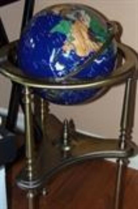Hand pearled and jewel inlaid globe. Very pretty in an office