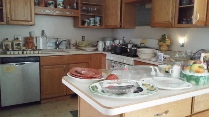 Kitchen dinnerware and items pan china etc