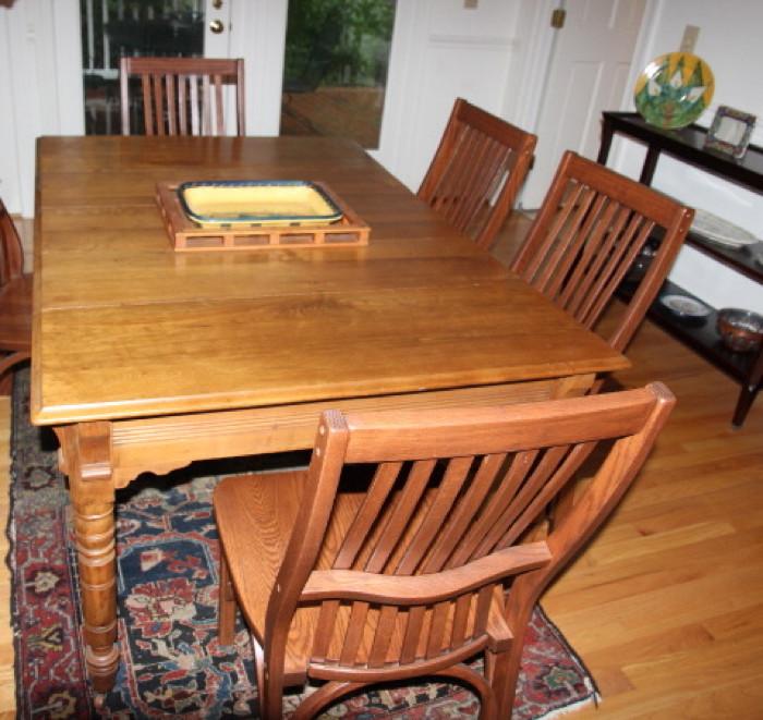 Antique dining table and custom-made chairs