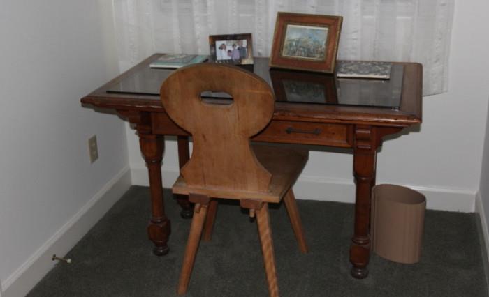 glass-topped desk