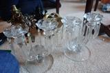 MID CENTURY FOSTORIA CANDLE HOLDERS WITH ALL PRISIMS