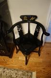 ONE OF 2 ORIENTAL BLACK LAQUER CORNER CHAIRS MINT CONDITION