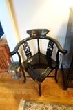 ONE OF 2 ORIENTAL BLACK LAQUER CORNER CHAIRS MINT CONDITION