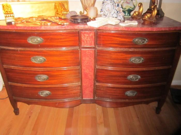 Mahogany buffet/dresser (mirror not shown). The top and center have been covered in Contact Paper.