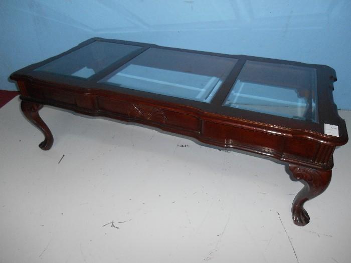 Mahogany Coffee Table with Bev. Glass Top